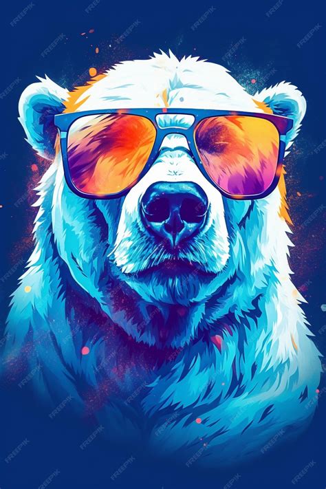 Premium Ai Image Close Up Of Polar Bear With Glasses