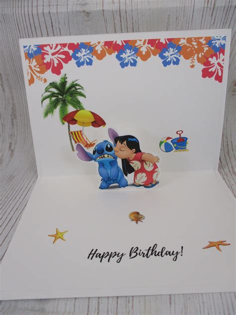 Lilo E Stitch Happy Birthday Card Pop Up Stitch Quote Card Etsy