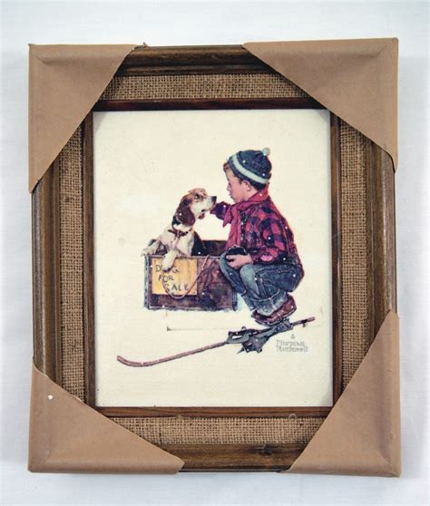 Vintage 1979 Norman Rockwell A Boy Meets His Dog Framed Canvas Print