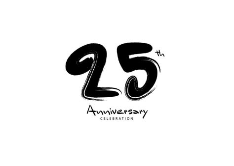 25 Years Anniversary Celebration Logo Black Paintbrush Vector 25
