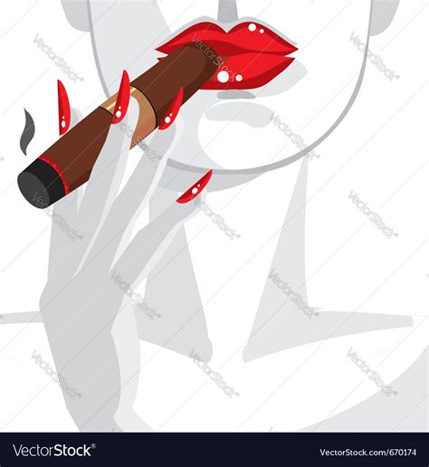 Sexy Woman Smoking A Cigar Royalty Free Vector Image