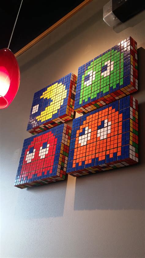 Very Cool Pac Man Pixel Art Created From Rubiks Cubes Pics
