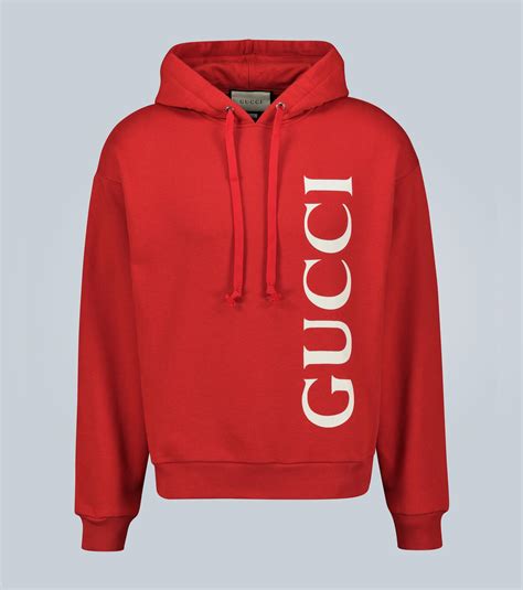Gucci Print Hooded Cotton Sweatshirt In Red For Men Lyst