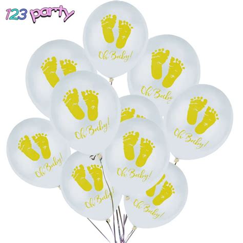 10pcs Baby Birthday Party Decorations Balloons White Baby Footprint