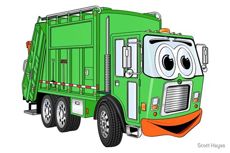 Silly Smiling Garbage Truck Cartoon By Graphxpro Redbubble
