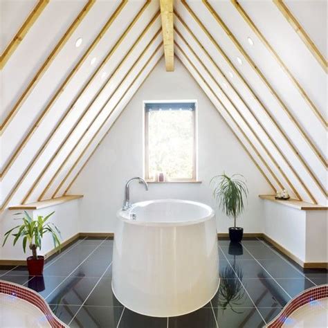 The slate tile, the tankless toilet, the modern vases in the window. Bathroom ideas, designs, trends and pictures | Simple ...