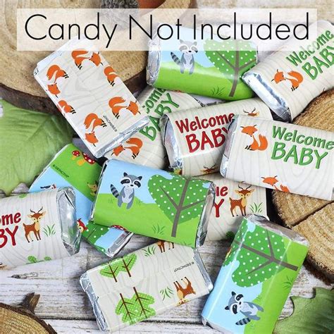 Woodland Animals Baby Shower Mini Candy Bar Stickers 45 Count