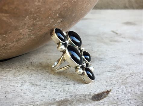 Vintage Black Onyx Ring For Women Size 575 Native American Indian
