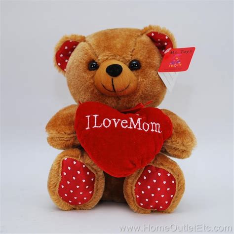 8 Plush I Love Mom Bear Red Heart Shaped Pillow Mothers Day Stuffed