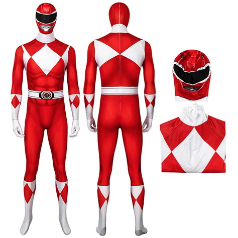 Adult Power Rangers Jumpsuit Mighty Morphin Power Rangers Cosplay