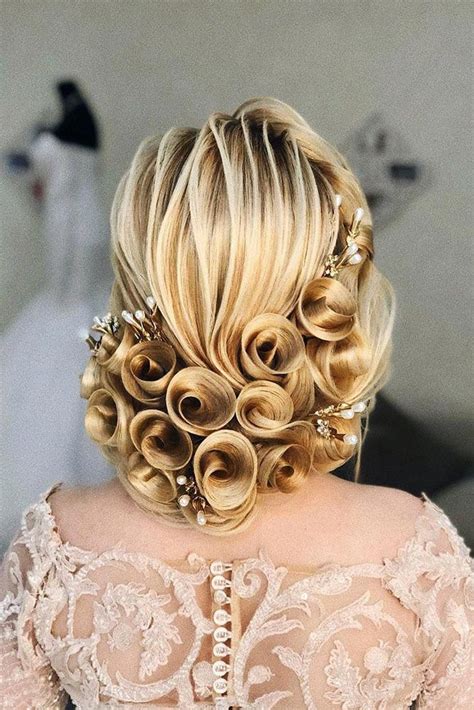 Vintage Wedding Hairstyles Elegant Swept Curly Updo With Pearl Pins On