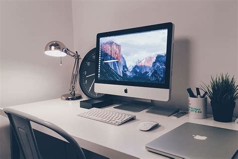 Hd Wallpaper Imac Computer And Laptop On White Office Desk Table