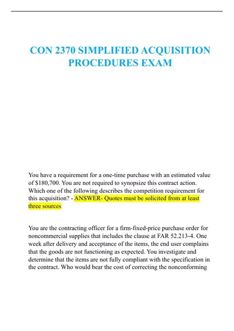Con 2370 Simplified Acquisition Procedures Exam Con 2370 Simplified