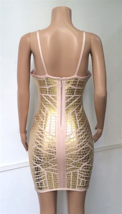 2018 Women Deep V Sexy Busty Celebrity Bandage Dress Hot Foil Strap