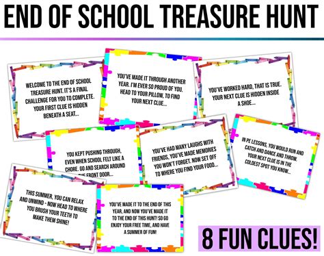 End of School Treasure Hunt Schools Out Scavenger Hunt Fun - Etsy