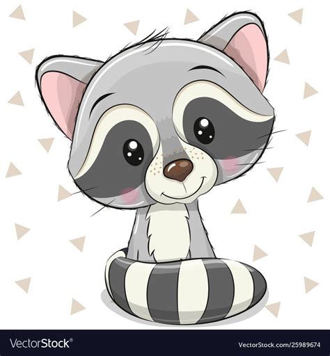 Cartoon Raccoon On A White Background Royalty Free Vector Baby Animal