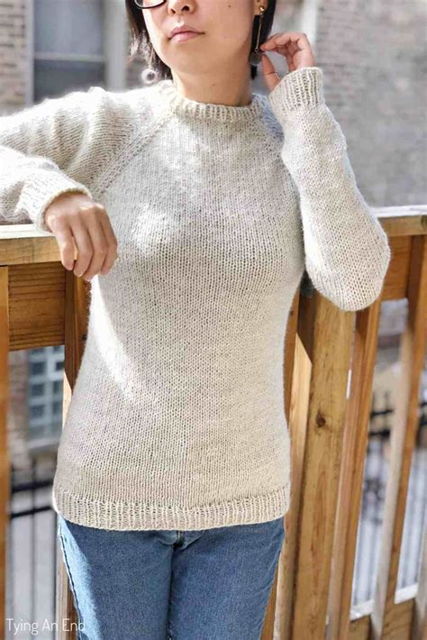 Beginner Knit Raglan Sweater Pattern Review Tying An End Pullover
