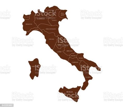 Mappa Dellitalia Con Le Regioni Immagini Vettoriali Stock E Altre