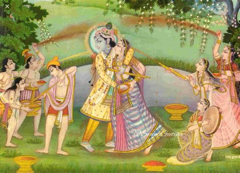Shri Krishna Playing Holi होली With Radha And His Friends The