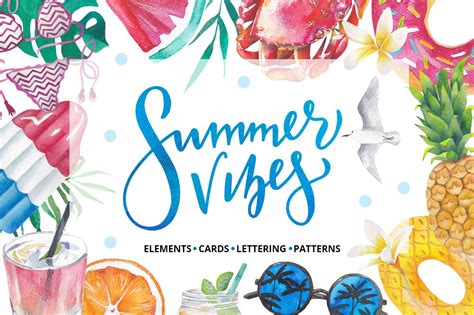 Summer Vibes Watercolor Bundle Illustrations Creative Market