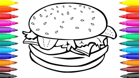How To Draw Cheeseburger Coloring Book For Kids How To Paint