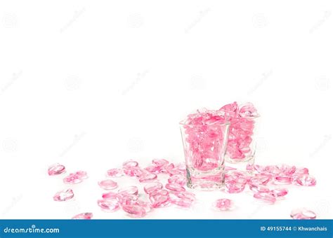 Pink Hearts Glass On White Background Stock Photo Image Of Glossy