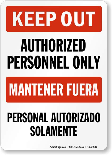 Bilingual Authorized Personnel Only Signs