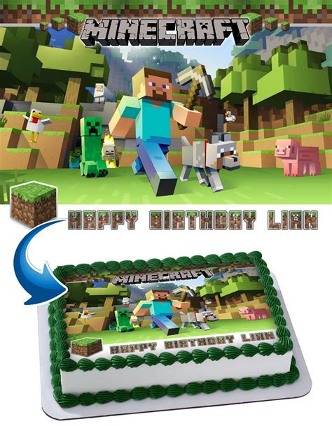 minecraft inspired cake toppers minecraft edible cake toppers