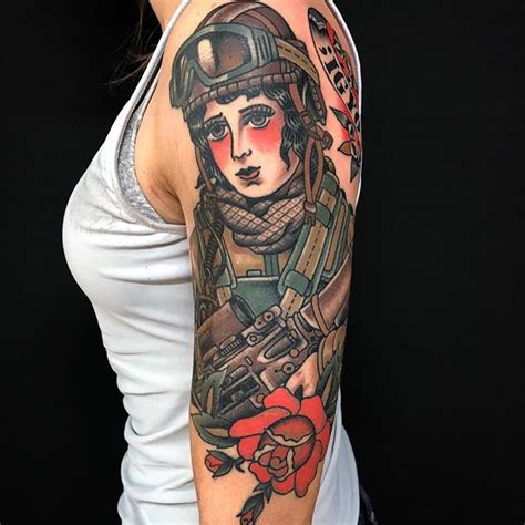 Female Veteran Sleeve Tattoo Veteran Ink