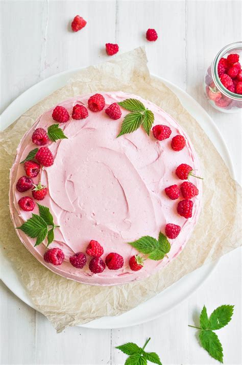 Vanilla Cake With Raspberry Buttercream ~ A Pretty Pink Raspberry Cake