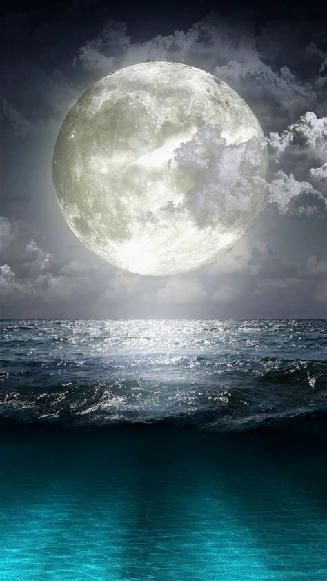 Super Moon Blue Ocean Best Htc One Wallpapers