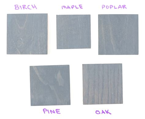 6 Grey Wood Stain Colors On 5 Different Wood Species