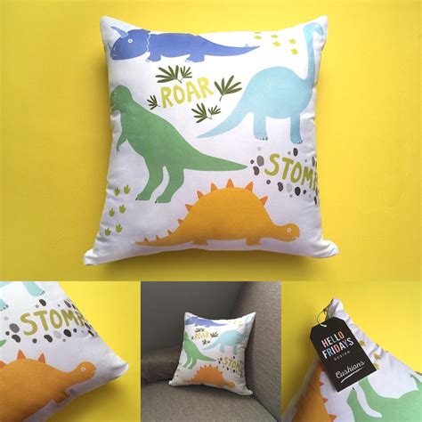 Dinosaur Cushion Cover Dinosaur Pillow Kids Cushions Etsy Uk