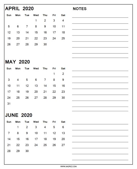 Linda Blog Printable Calendar March April May June 2020