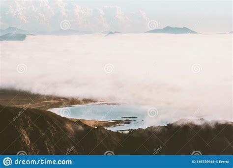 Mountains And Clouds Over Sea Landscape Travel Aerial View
