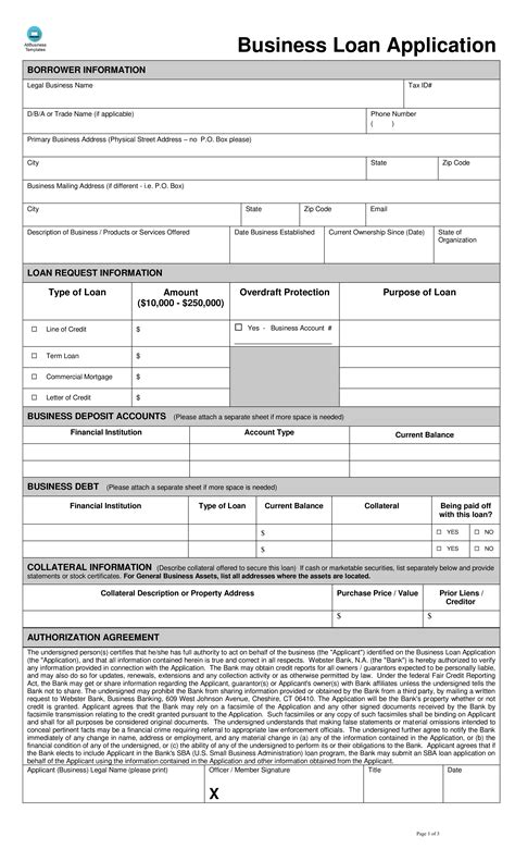 Business Account Application Form Template
