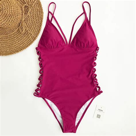 Cupshe Femininity Pervades Solid One Piece Swimsuit Backless Sexy