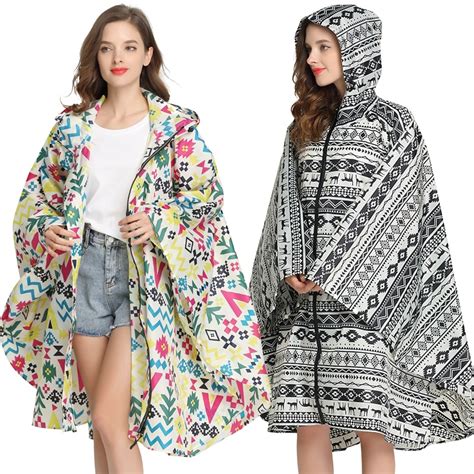 Womens Fashion Rain Poncho Coat Waterproof Raincoat Cape Portable With
