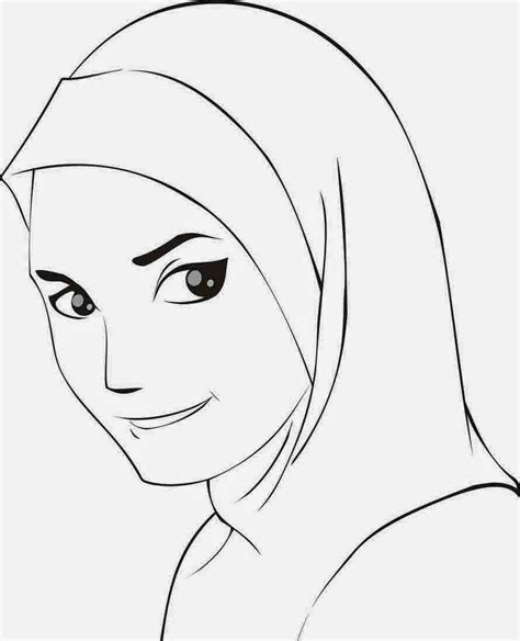 Sketsa Gambar Wanita Berhijab Cadar Contoh Sketsa Gam