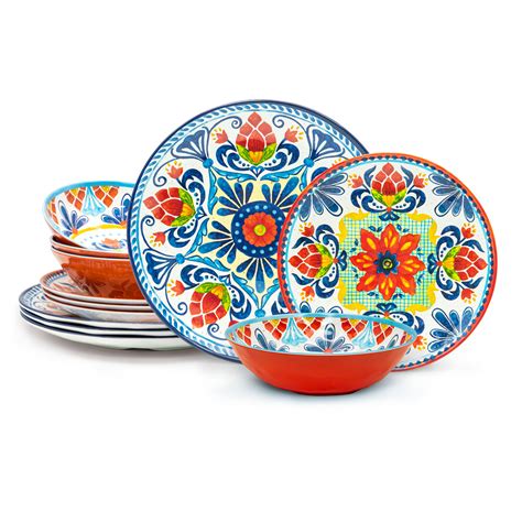 Tableware dish plate bowl set 60pcs ceramic dinnerware round classic food plates. Zak Designs Medallion 12-Piece Plate Bowl Durable Melamine ...