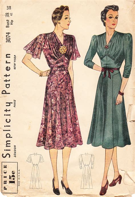 Vintage 1930s Simplicity Sewing Pattern No By Bettiejovintage