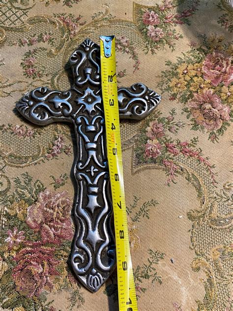 Vintage Metal Cross Detailed Silver Colored And Black Made In Etsy