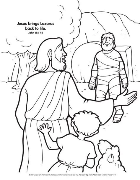 Printable Coloring Page Of Jesus Bringing Lasuras Back To Life
