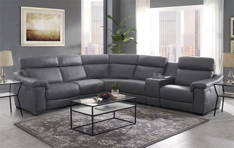 Grey Leather Sectional Sofa With Recliners Bmp Willy