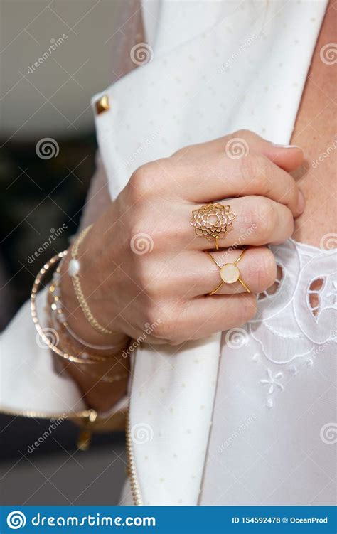 Styled Woman Hands With Silver Gold Jewelry Stock Photo Image Of
