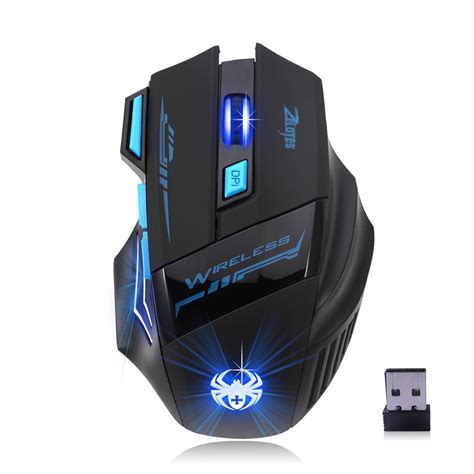 Zelotes F14 Led Optical Computer Mouse Wireless 24g 2400 Dpi 7 Buttons
