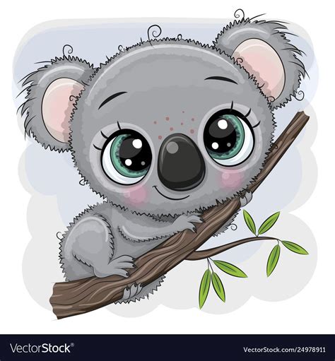 Cartoon Koala Is Sitting On A Tree Royalty Free Vector Image Baby