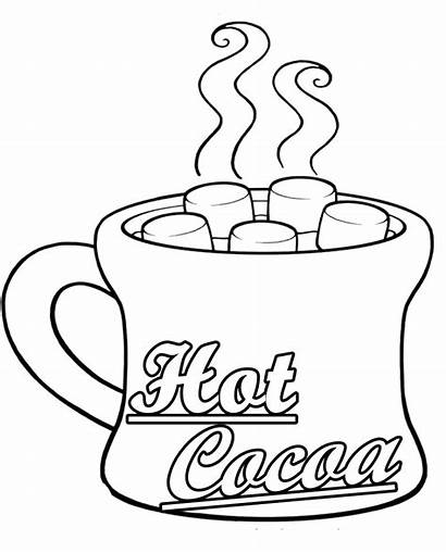 Cocoa Chocolate Coloring Clipart Mug Cup Sheet