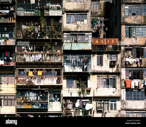 Balcones Ventanas Y Lavado La Ciudad Amurallada De Kowloon Hong Kong