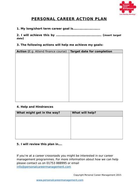 Career Action Plans 9 Examples Pdf